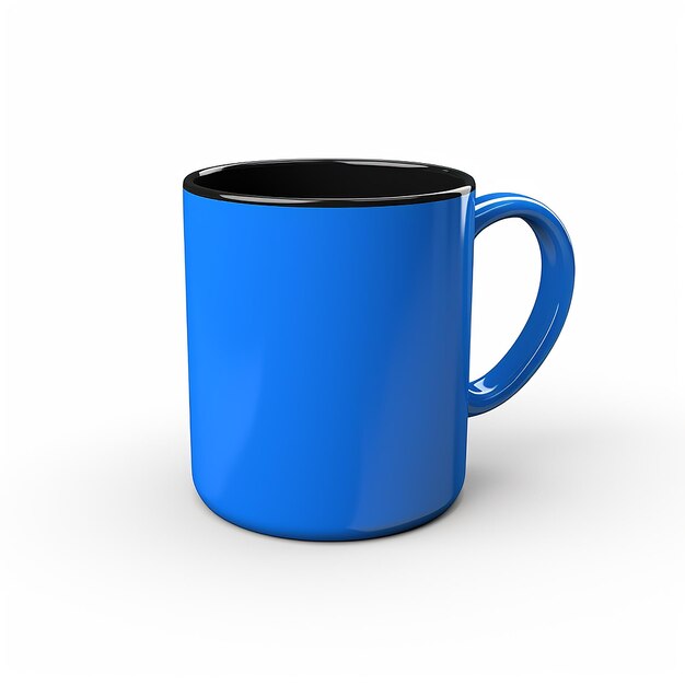 A shiny blue and black mug isolated on white background mug mockup idea