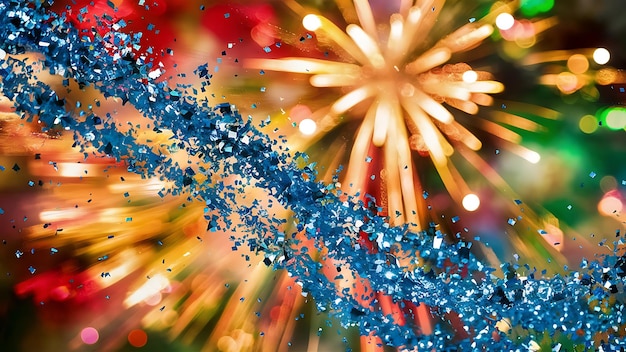 Photo shiny blue glitter in abstract defocused background christmas and new year texture