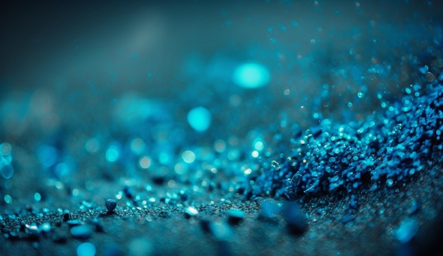 Shiny Blue Glitter In Abstract Defocused Background