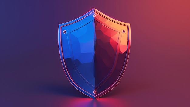 A shiny blue and red 3D shield