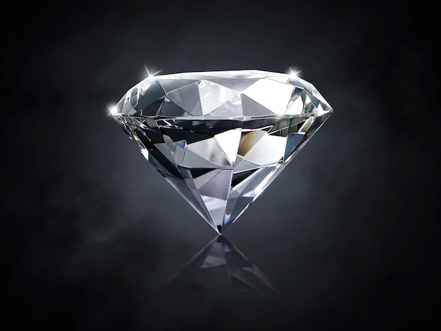 Shiny brilliant diamond placed on dark color background