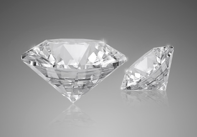 Shiny brilliant diamond placed on gray background