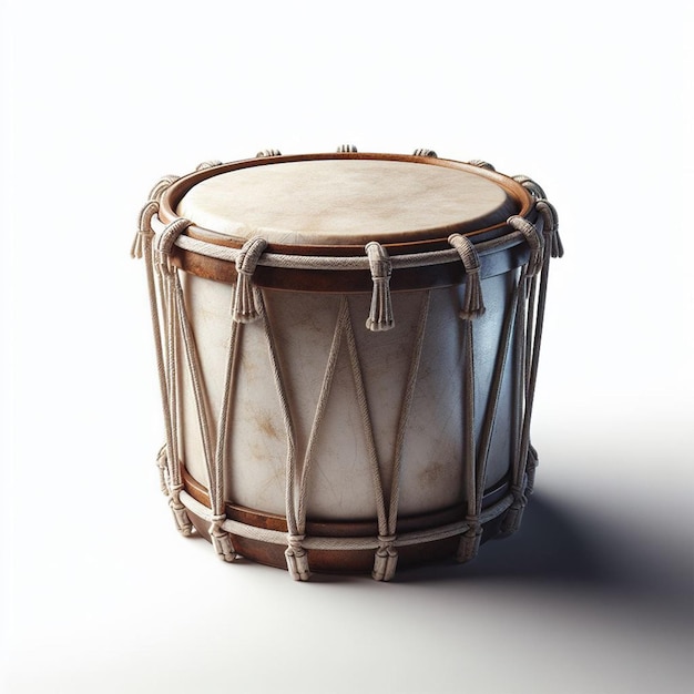 A SHINY DRUM ON A WHITE BACKGROUND