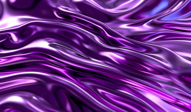 Photo shiny flowing purple metallic texture with smooth wavy patterns ideal for use in modern digital art futuristic designs and creative backgrounds