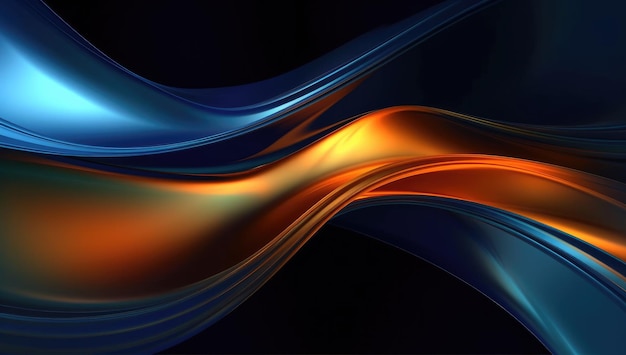 A shiny and fluid blue and orange wavy background