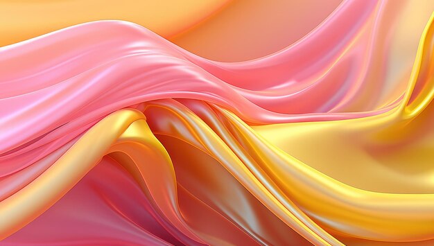 A shiny and fluid pink and yellow wavy background