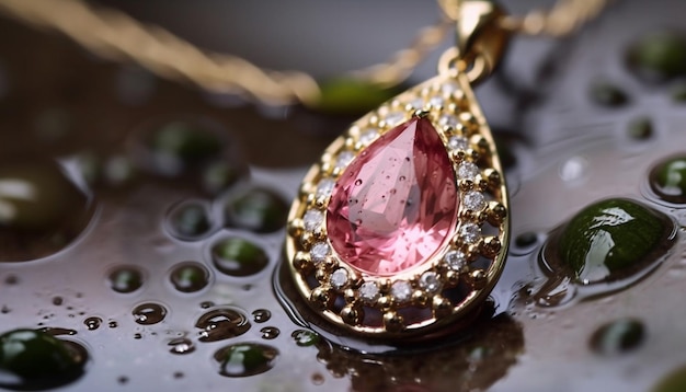 Shiny gemstone necklace reflects elegance and wealth generated by AI