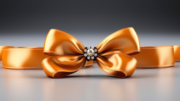 Shiny Gold Gift Bow Ribbon Isolated Background HD Illustrations