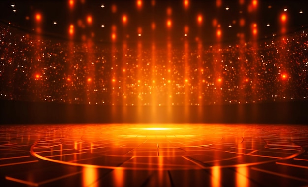 Shiny golden stage background with spotlights