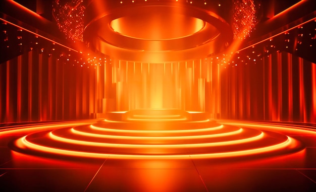 Shiny golden stage background with spotlights