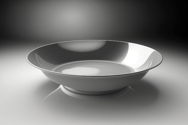 Shiny Gray Background White Smoth Soup Plate Generative AI