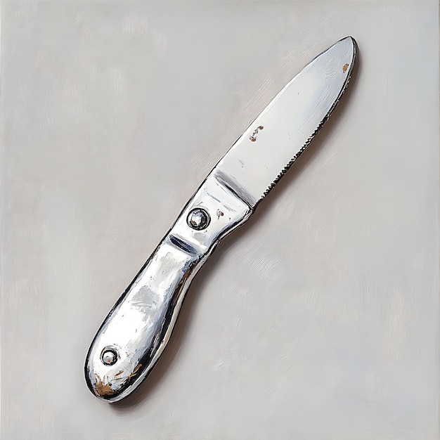 A Shiny Knife on a White Background