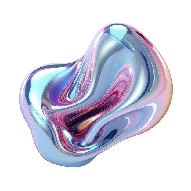 shiny liquid form in the style of holographic colors abstract fluid flowing composition gradient