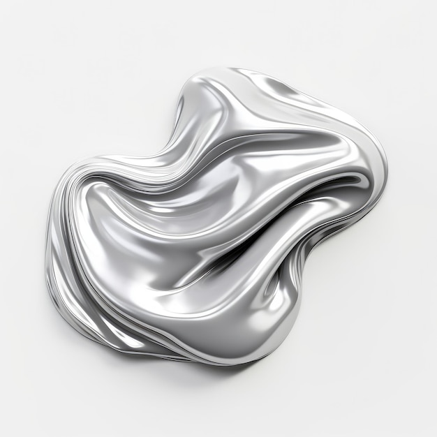 Photo shiny liquid metal 3d form in the style of silver colors abstract fluid flowing composition