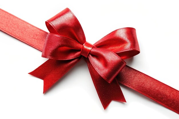 shiny material present festive white celebration creative shiny A long shot of a red shiny ribbon on a white isolated background perfect for gift wrapping and festive decorations