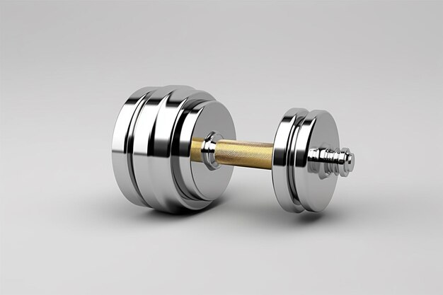 shiny metal dumbbell on white background