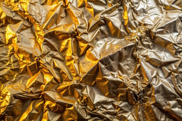 shiny metal gold foil crumpled texture background