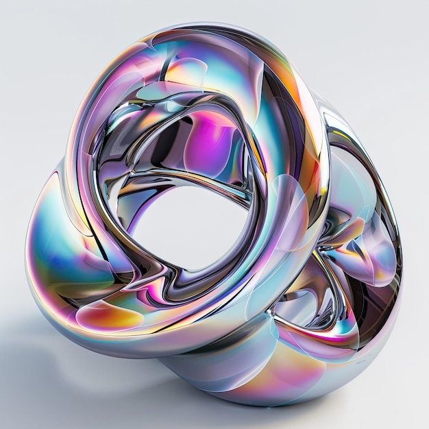 shiny metal objects form colorful holographic abstraction spirals