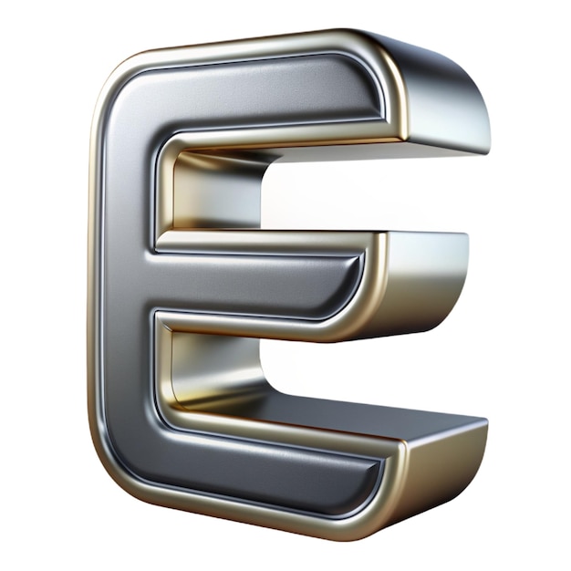 Photo shiny metallic letter e isolated on white background