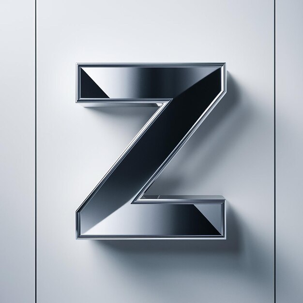 A shiny metallic letter Z is displayed in a white background