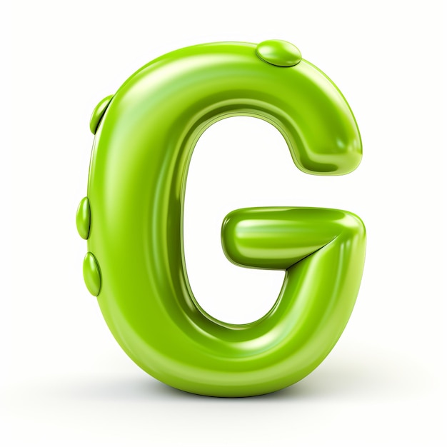 Shiny Olive 3d Cartoon Letter G On White Background