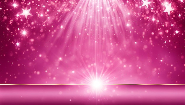 Shiny pink background with stars and blurry lights