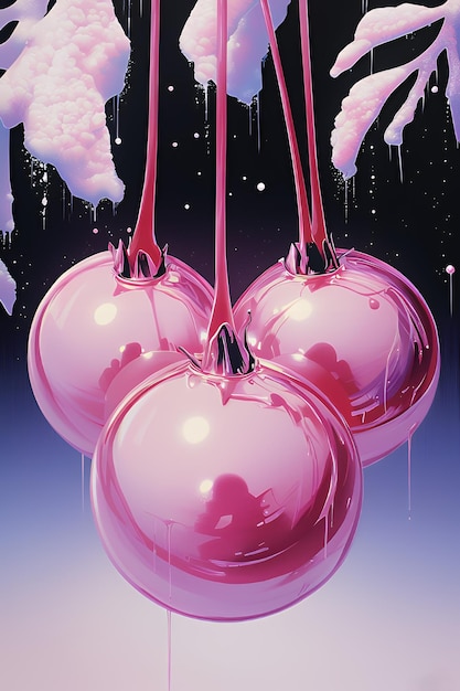 Shiny Pink Baubles on a Dark Background