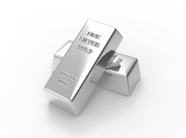 Shiny Pure Silver Bar - 3D Illustration