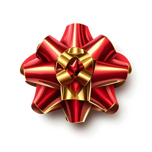 Photo shiny red and gold gift bow isolated on a white background