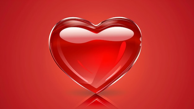 A shiny red heart with a reflection