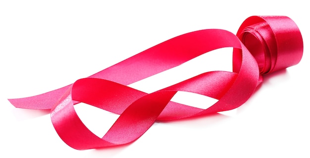 Shiny red ribbon isolated on white