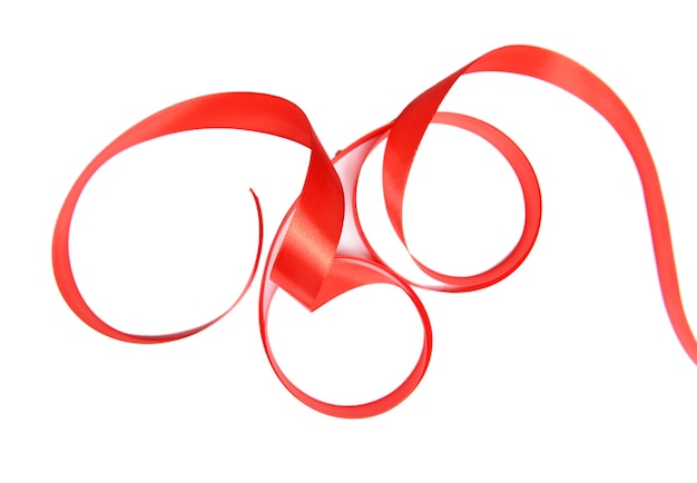 Shiny red ribbon isolated on white