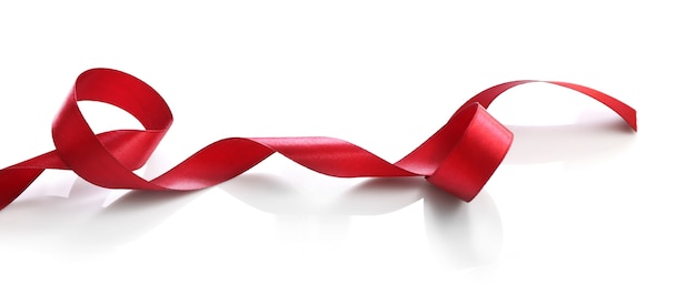 Shiny red satin ribbon isolated 