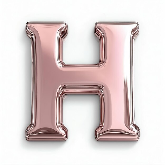 Photo shiny rose gold letter h isolated on white background