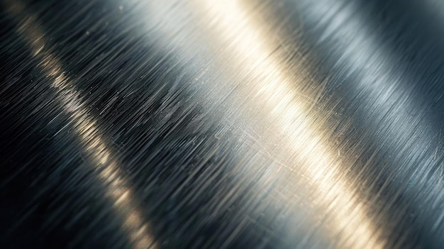 A shiny silver stainless steel surface with a light shining on it