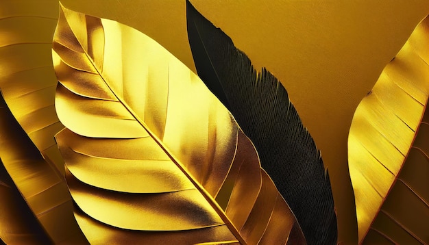 Shiny yellow leaf gold foil texture background with Generative AI Technology