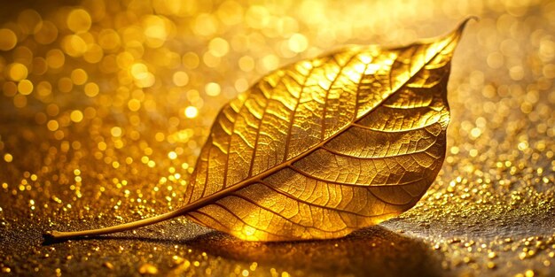 Photo shiny yellow leaf gold foil texture background