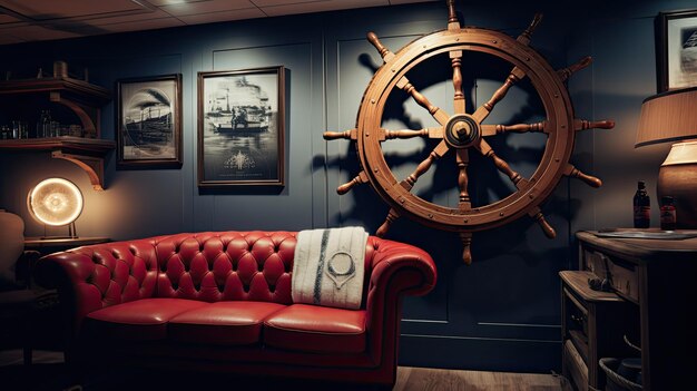 Ship blurred nautical interior