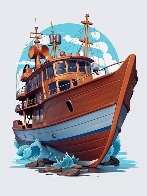 ship boat t shirt design