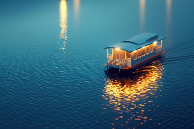 Photo a ship floating on a river