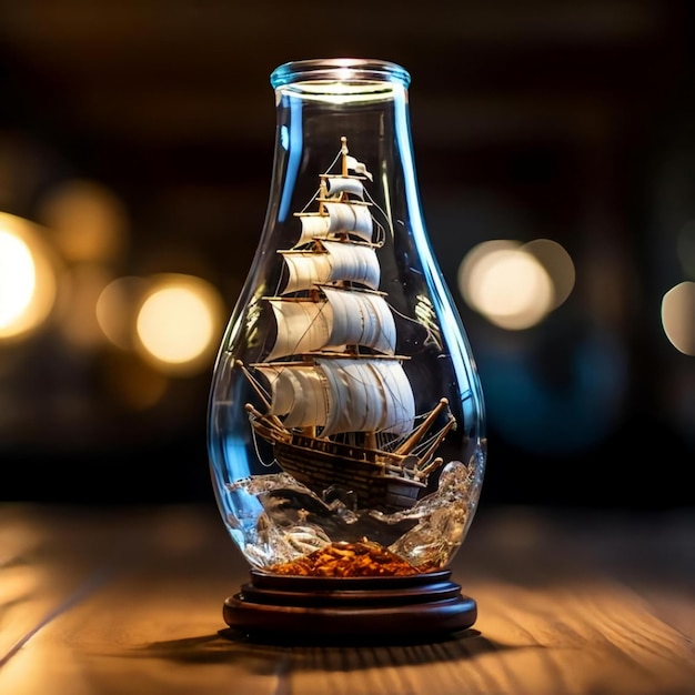 ship inside of a bottle generated by ai