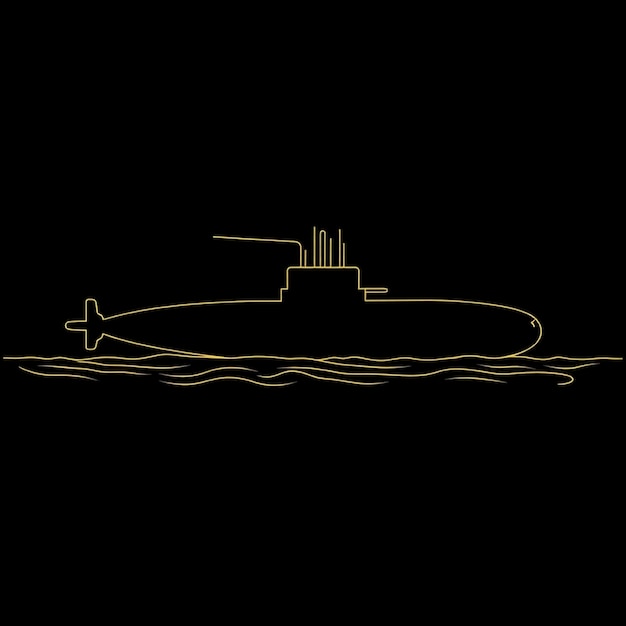 a ship is painted in yellow on a black background