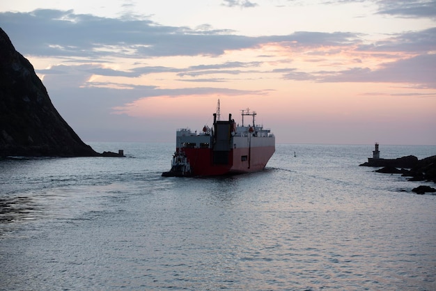 Ship leaving the Pasajes port