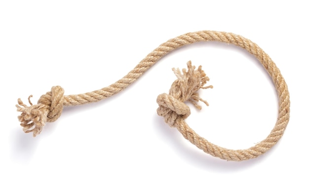 Ship rope isolated on white background, top view