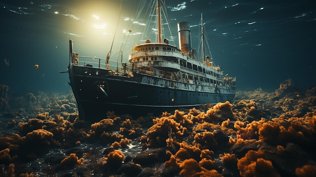 ship sinking in the ocean hyper quality generative AI