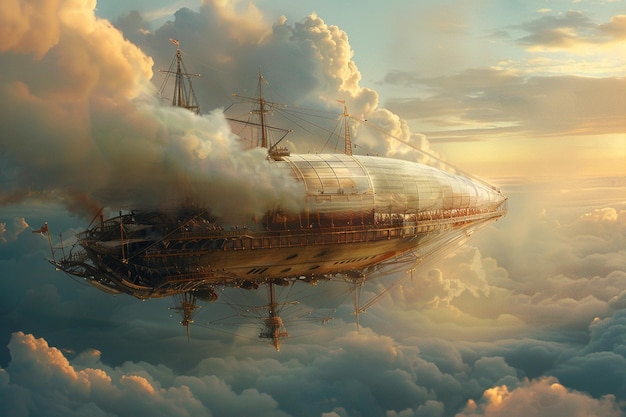 Photo a ship in the sky with clouds and the ship on the water