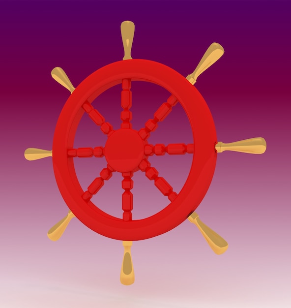 Ship steering wheel. 3d rendered illustration