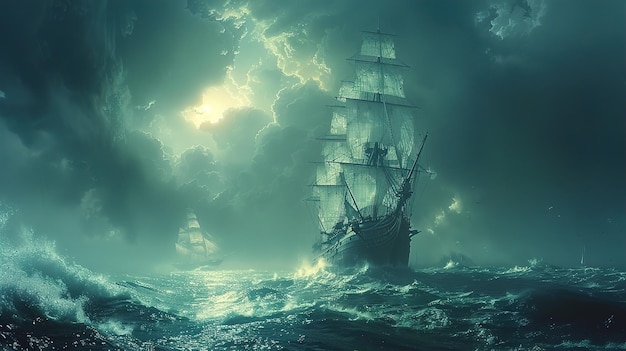 ship in the storm by person