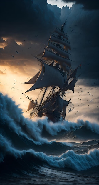 Ship in the storm wallpapers