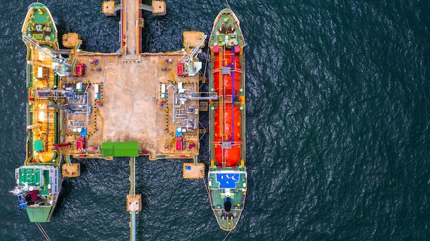 Ship tanker gas LPG, Aerial view Liquefied Petroleum Gas 